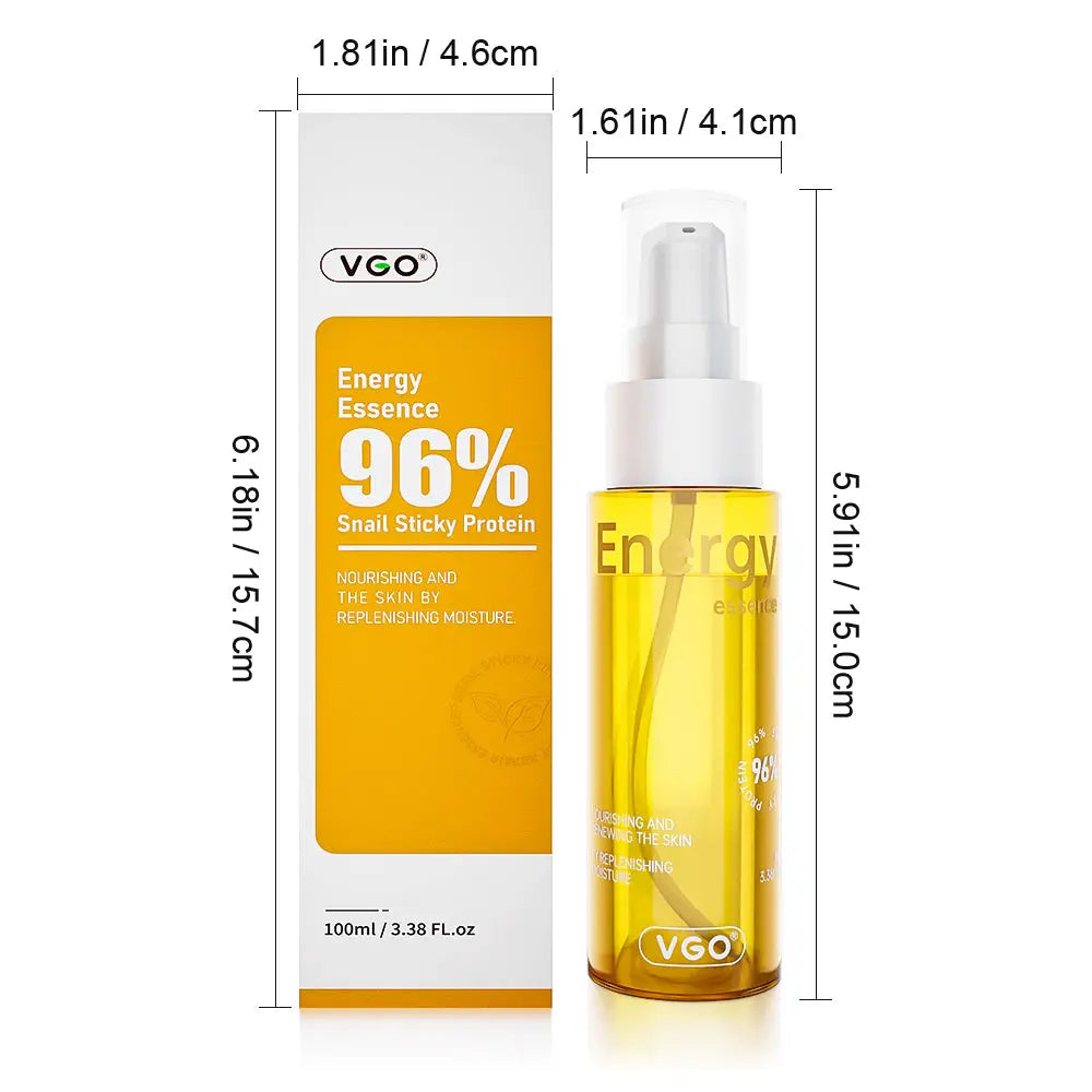VGO 96% Snail Mucin Serum - Advanced Hydrating & Anti-Aging Snail Extract Serum for Smooth, Radiant Skin - Face Serum Repair & Moisturizing Formula - Suitable for All Skin Types, 100ml / 3.38 fl.oz VGObeauty
