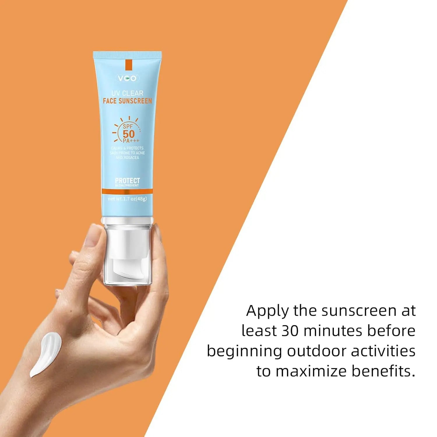 VGO Clear Face Sunscreen SPF 50, Hydrating Sun Essence Leaves No Sticky Feeling, Travel Size Against UVA and UVB Rays 50ml / 1.7oz VGObeauty