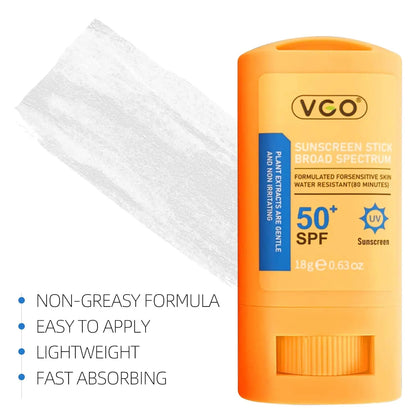 VGO Clear Sunscreen Stick Spf 50+ Provides Broad Spectrum UVA/UVB Protection with a Lightweight Formula - Ideal for Both Face & Body, Equipped with Hands-Free Application Convenience. VGObeauty