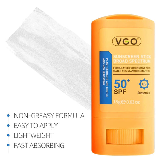 VGO Clear Sunscreen Stick Spf 50+ Provides Broad Spectrum UVA/UVB Protection with a Lightweight Formula - Ideal for Both Face & Body, Equipped with Hands-Free Application Convenience. VGObeauty