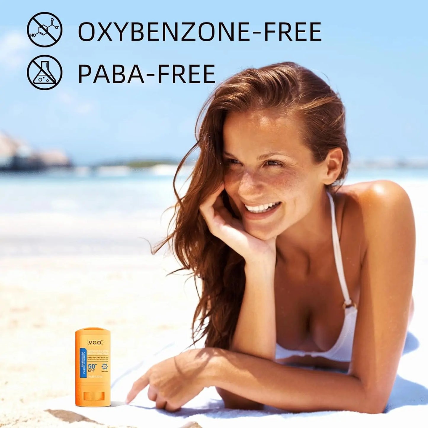 VGO Clear Sunscreen Stick Spf 50+ Provides Broad Spectrum UVA/UVB Protection with a Lightweight Formula - Ideal for Both Face & Body, Equipped with Hands-Free Application Convenience. VGObeauty