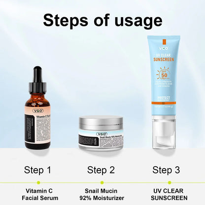 VGO  Serum& Sun Cream &Moisturizer   Facial Skin Care Kit VGObeauty