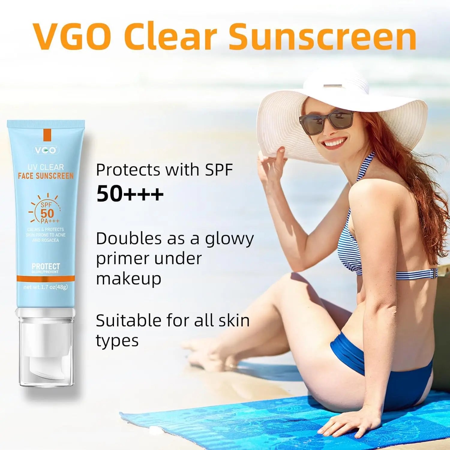 VGO Sunscreen UV protection lightweight moisture SPF 50+ VGObeauty